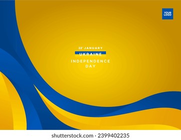 Ukraine independence day 22nd January with flag wave background