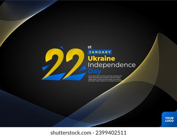 Ukraine independence day 22nd January with flag wave background.