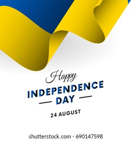 Ukraine Independence Day. 24 august. Waving flag. Vector illustration.