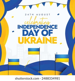 Ukraine Independence Day, 24th August background, banner, post. Independence day of Ukraine celebration banner with its flags, abstract art in flag colours. The country become independent in 1991.