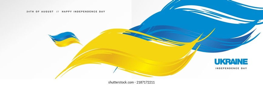 Ukraine Independence day, abstract hand drawn flag of Ukraine, two fold flyer, white background banner