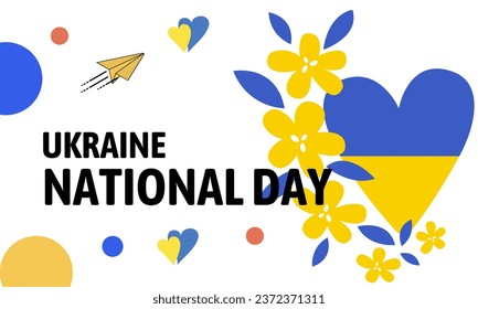 Ukraine independence day with abstract modern design. Flag and map of Ukraine with typography blue and yellow color theme. Ukraine national day banner.
