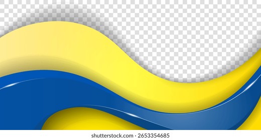 Modelo de fundo do dia da independência da Ucrânia com forma azul 3d acenando no design amarelo.