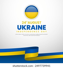 Ukraine Independence Day banner Background Event with waving ribbon flag and element