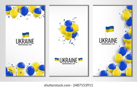 Ukraine Independence Day. Banner set. Vector Illustration.
