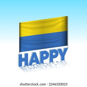 Día de la Independencia de Ucrania. Simple bandera de Ucrania y cartel en el cielo. 3 quinquies plantilla de letras. Mensaje de diseño de día especial listo.
