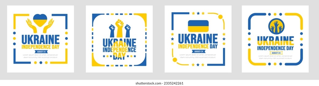 Ukraine Independence Day social media post banner design set background template. Holiday concept. background, banner, placard, card, and poster design template with text inscription