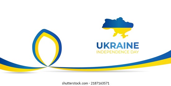 Ukraine independence day. Ukrainian national flag and map in gradient color on white background. Holiday celebration in Ukraine. Vector illustration concept