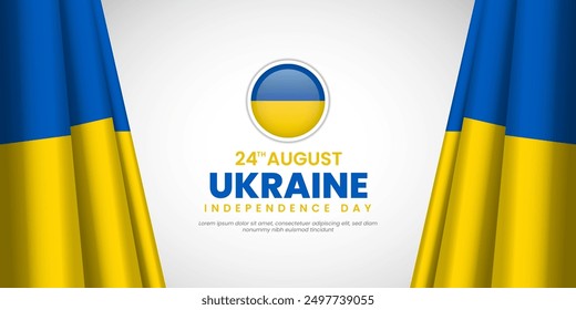 Ukraine Independence day vector banner. National holiday greeting card with ukrainian flag. Social media cover template. Glory to Ukraine