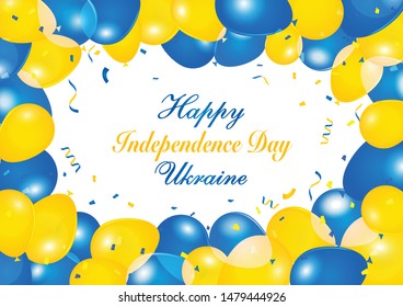 Ukraine Independence Day vector Design Decorated with Ukraine Flag Color Balloons 