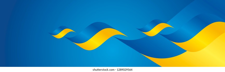 Ukraine Independence Day waving flags two fold red landscape background banner greeting card