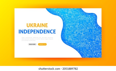 Ukraine Independence Landing Page. Vector Illustration of Outline Design.