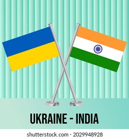 Ukraine and Indian flags. Vector illustration.