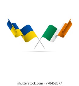 Ukraine and Ireland flags crossed. Vector illustration.