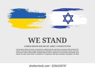 Flaggengrunge-Pinsel und Textposter, Vektorgrafik, Flaggen der Ukraine und Israels