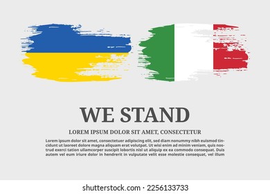 Ukraine und Italien: Flaggen-Grunge-Pinsel und Textposter, Vektorgrafik