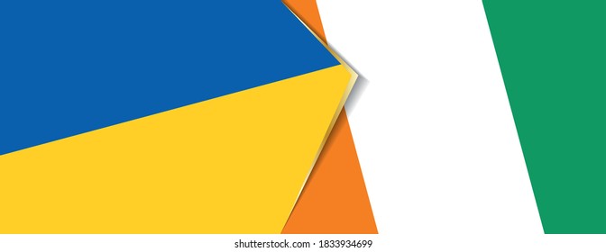 Ukraine and Ivory Coast flags, two vector flags symbol of relationship or confrontation.