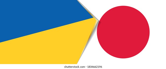 Ukraine and Japan flags, two vector flags symbol of relationship or confrontation.