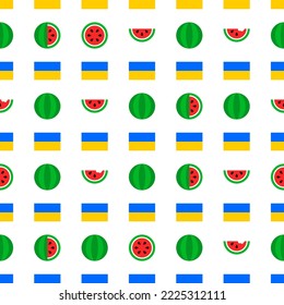 Ukraine Kherson Watermelon Seamless Pattern. Vector Illustration of Ukrainian City Symbol.