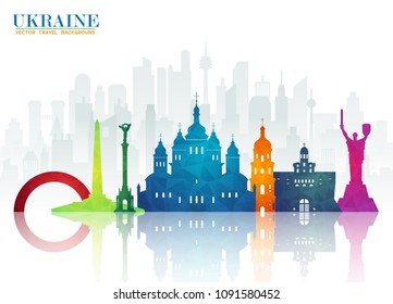 Ukraine Landmark Global Travel And Journey paper background. Vector Design Template.used for your advertisement, book, banner, template, travel business or presentation.