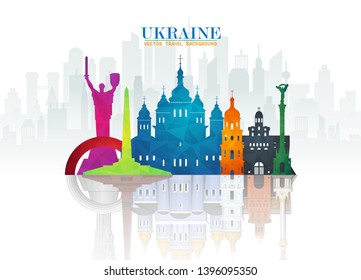 Ukraine Landmark Global Travel And Journey paper background. Vector Design Template.used for your advertisement, book, banner, template, travel business or presentation.