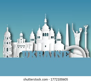 Ukraine Landmark Global Travel And Journey paper background. Vector Design Template.used for your advertisement, book, banner, template, travel business or presentation.