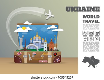 Ukraine Landmark Global Travel And Journey Infographic luggage.3D Design Vector Template.vector/illustration. can be used for your business, advertisement or artwork.