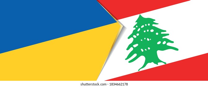Ukraine and Lebanon flags, two vector flags symbol of relationship or confrontation.