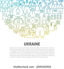 Concepto de línea de Ucrania. Ilustración vectorial del diseño de contorno.