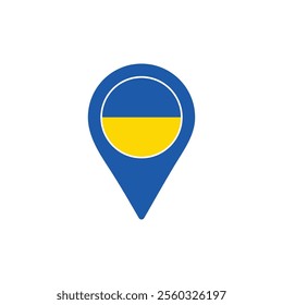 Ukraine location pin with national flag
