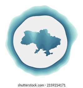 Ukraine logo. Badge of the country. Layered circular sign around Ukraine border shape. Powerful vector illustration.