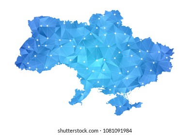 Ukraine Map - Abstract geometric rumpled triangular low poly style gradient graphic on white background , line dots polygonal design for your . Vector illustration eps 10.