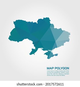 Mapa de Ucrania Resumen gráfico de gradiente de bajo estilo de polo triangular rugoso sobre fondo blanco