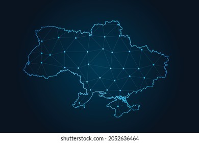 ukraine map , Abstract mash line and point scales on dark background for your web site design map logo, app, ui,Travel. Vector illustration eps 10.