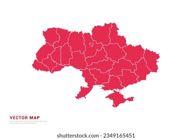 Ukraine Map - abstract style red isolated on white background for infographic, design vector.