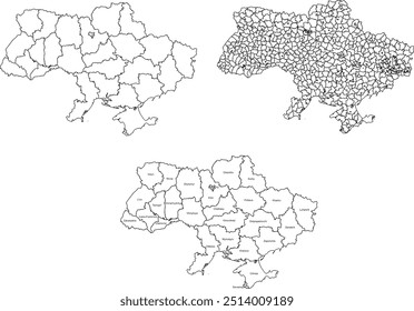 UCRANIA MAP con sus divisiones administrativas y regiones