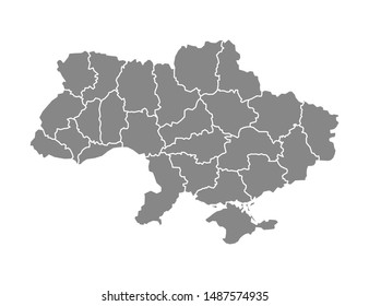 Ukraine Map With Areas In Flat, Vector Illustration