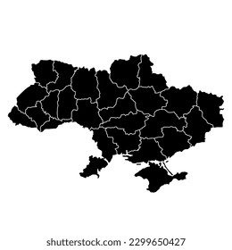 Ukraine Karte Hintergrund mit Staaten. Ukraine-Karte einzeln auf weißem Hintergrund. Vektorgrafik Europa