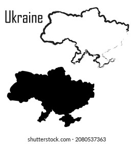 ilustración de vector blanco y negro del mapa ucraniano. mapa de ilustración vectorial en blanco y negro.