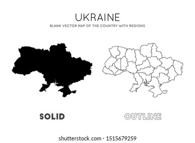 Ukraine map. Blank vector map of the country with regions. Borders of Ukraine for your infographic. Vector illustration.