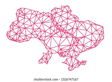 Ukraine map blue geometric polygonal design. Lines and nodes connected vector illustration.