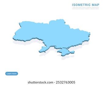 Mapa de Ucrania azul sobre fondo blanco con Vector isométrico.