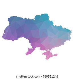 ukraine map. Blue and Pink polygonal shape vector illustration on white background. Vector illustration eps 10.