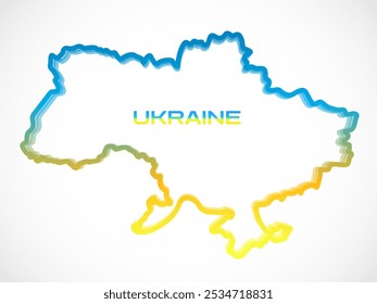 Ukraine map with blue and yellow outline. Banner for Ukraine. Vector illustration