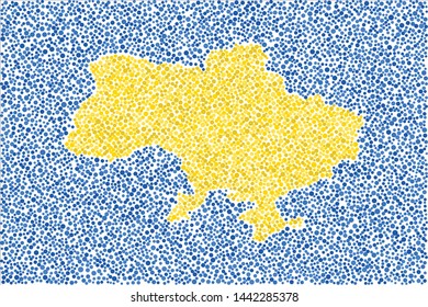 Ukraine map color distributed circles dots illustration