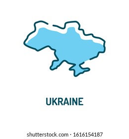 Ukraine map color line icon. Border of the country. Geography. Pictogram for web page, mobile app, promo. UI UX GUI design element. Editable stroke.
