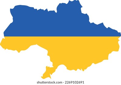 Ukraine map with colored flag on it, Europe part with ukraine flag 