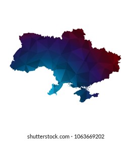 Ukraine map - Colorful Polygonal map of Ukraine rumpled triangular low poly style gradient graphic background , Vector illustration eps 10.