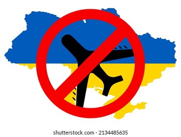 Ukraine map and crossed out plane symbol