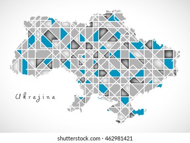 Ukraine Map crystal style artwork
